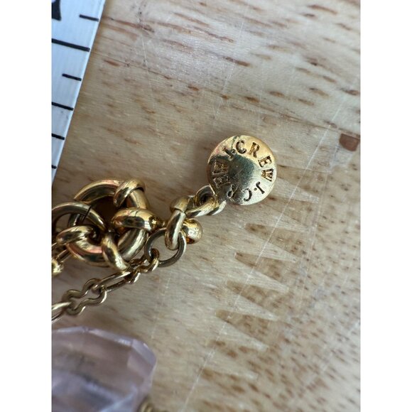 J. Crew Long Gold Tone Chain Necklace W/ Pink Faceted Beads Double Strand Design - Picture 6 of 9